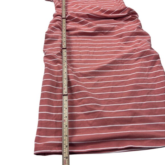 Isabel Maternity By Ingrid & Isabel light Orange & White Striped Ruched Short Sl - Picture 5 of 10